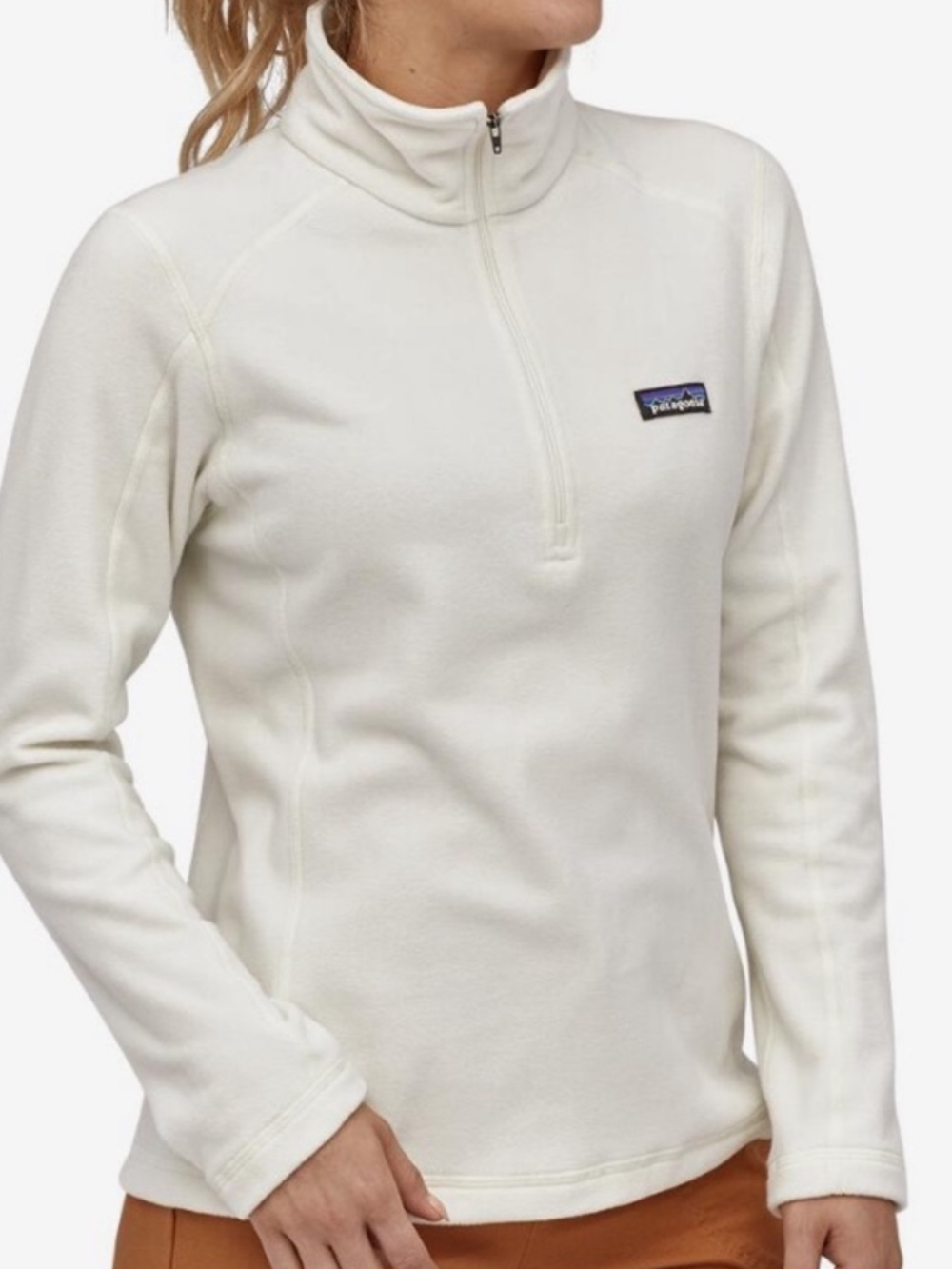 Patagonia Micro D 1/4 Zip Fleece Pullover in Birch Off White Size Medium